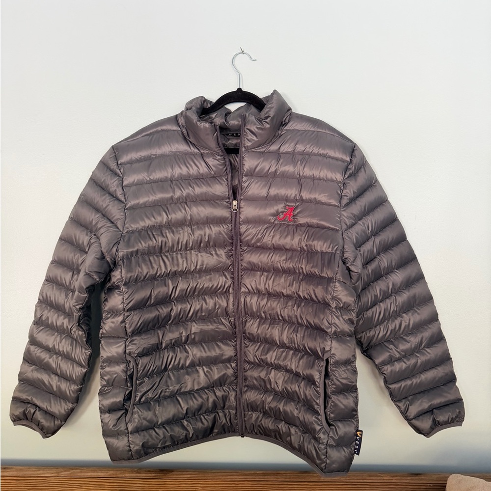 NWOT Men’s Gray Puffer Jacket with Alabama Logo